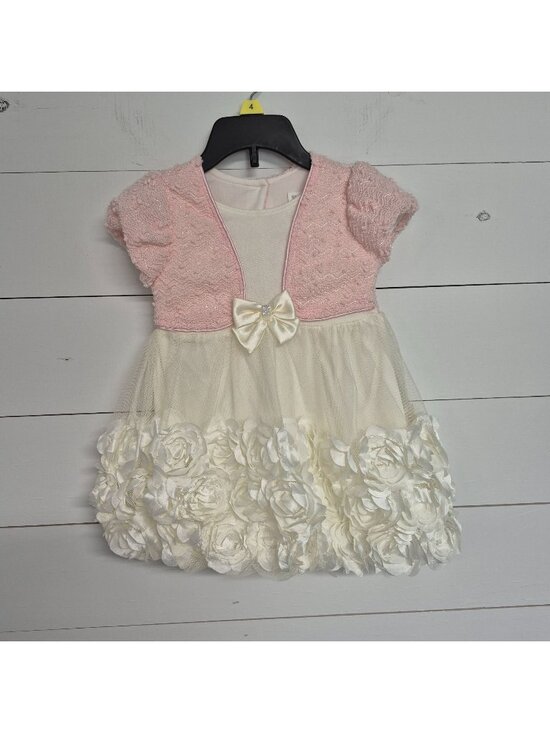 Nannette Baby Other - Nannette Baby Girls 24M Pink & Ivory Dress With Floral Rosette Skirt